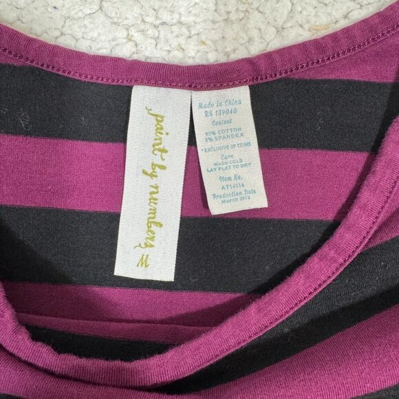 MATILDA JANE Paint By Numbers Tawny Birch Tee Women's M Striped Black Purple - Picture 5 of 5